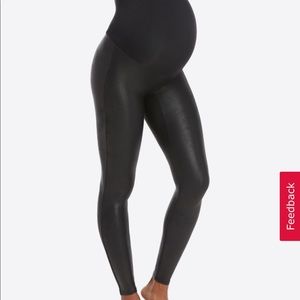 Spanx mama faux leather leggings